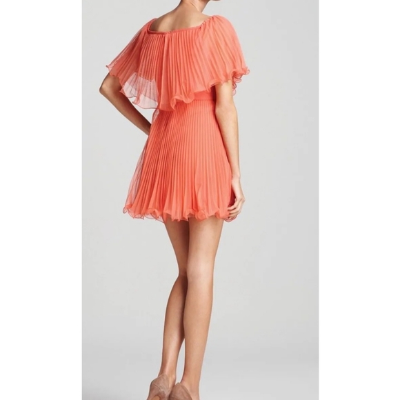 Bcbgmaxazria Shalom Off-the-shoulder Coral Mini Dress - Size 0 - Picture 2 of 4